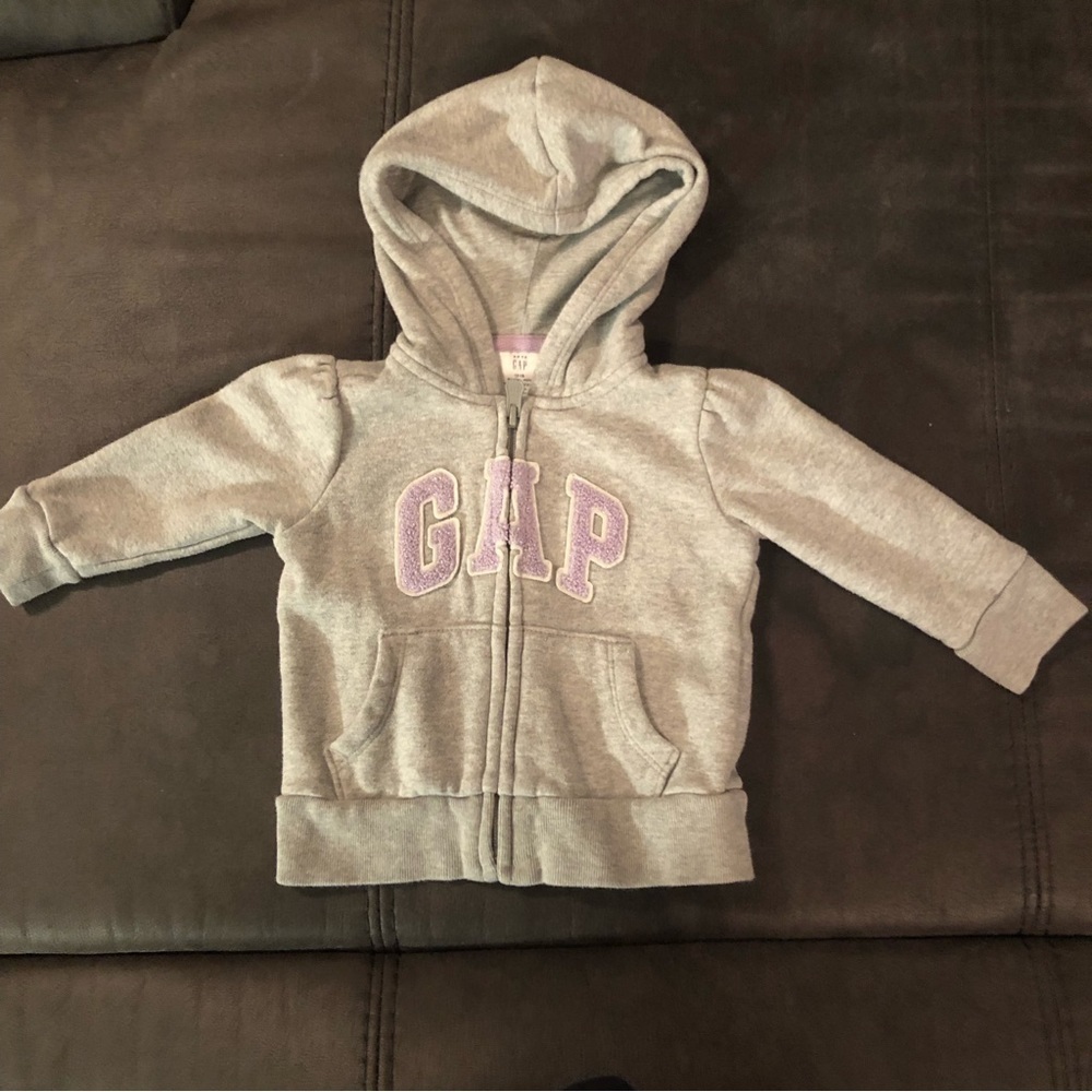 Grey and Purple GAP Zip Up Hoodie Size 12-18 Months